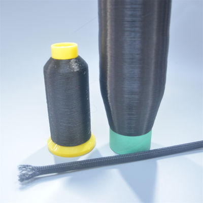 OEM 0.25 মিমি কালো পলিয়েস্টার ফিলামেন্ট ইয়ার্ড পিইটি ব্রেডড স্লিভ